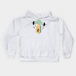 Healthy, Weight Lifting  Avocado Kids Hoodie